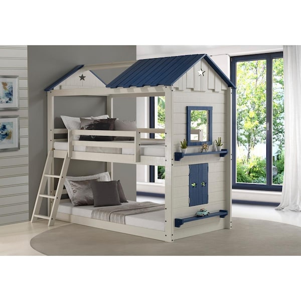 Donco Kids PD-1580TTLGB Twin Over Star Gaze Bunk Bed Grey & Blue PD_1580TTLGB - main